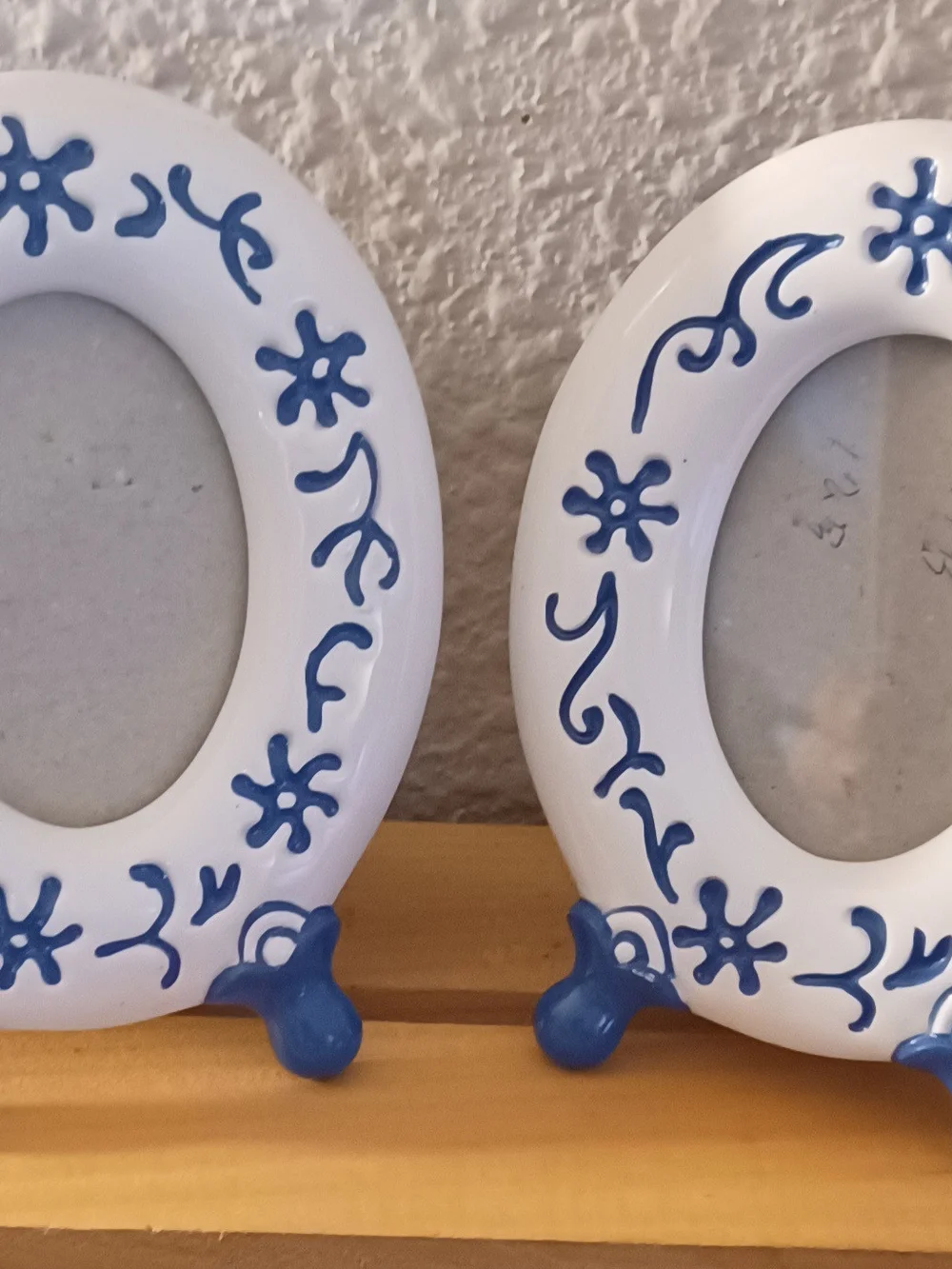 White and Blue Decorative Oval Photo Frame (Set) - Home Accents